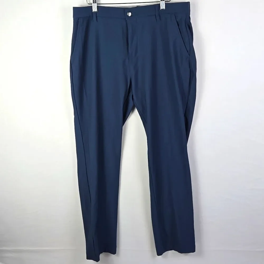 Adidas Golf Pants Mens 36x32 Navy Blue Flat Front Performance Trousers RN88387